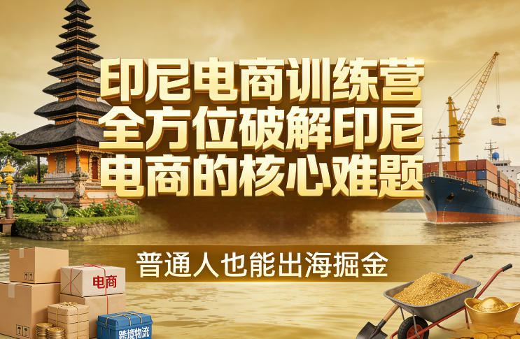 印尼电商训练营，全方位破解印尼电商的核心难题，普通人也能出海掘金|网坠金库