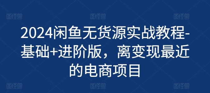 2024闲鱼无货源实战教程-基础+进阶版，离变现最近的电商项目 - 网赚金库|网赚金库