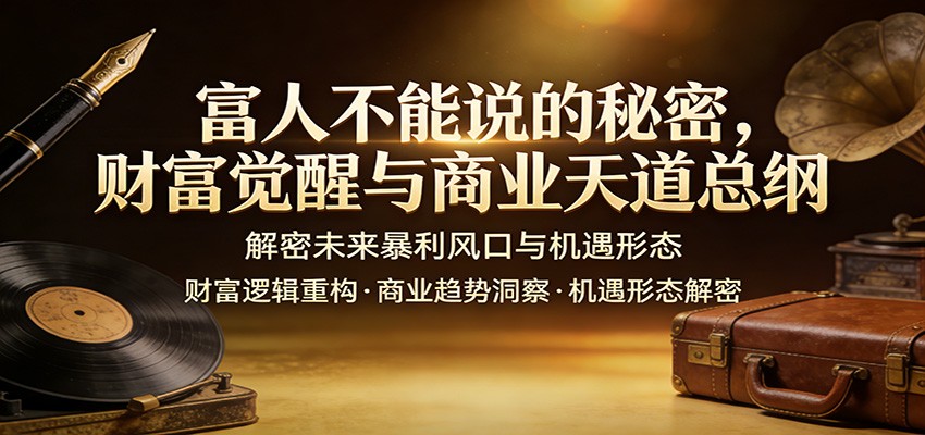 富人不能说的秘密，财富觉醒与商业天道总纲，解密未来暴利风口与机遇形态|网坠金库