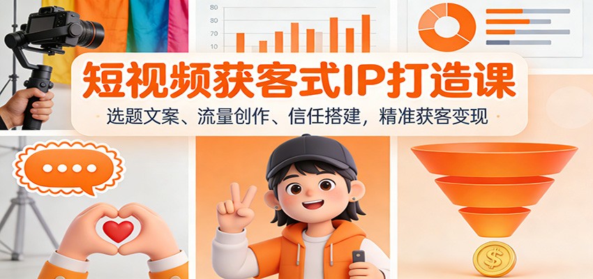 短视频获客式IP打造课：选题文案、流量创作、信任搭建，精准获客变现|网坠金库