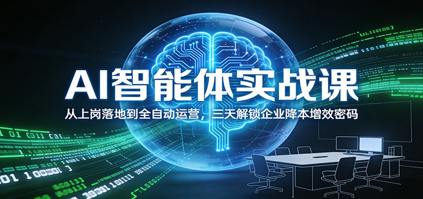 AI智能体实战课：从上岗落地到全自动运营，三天解锁企业降本增效密码|网坠金库