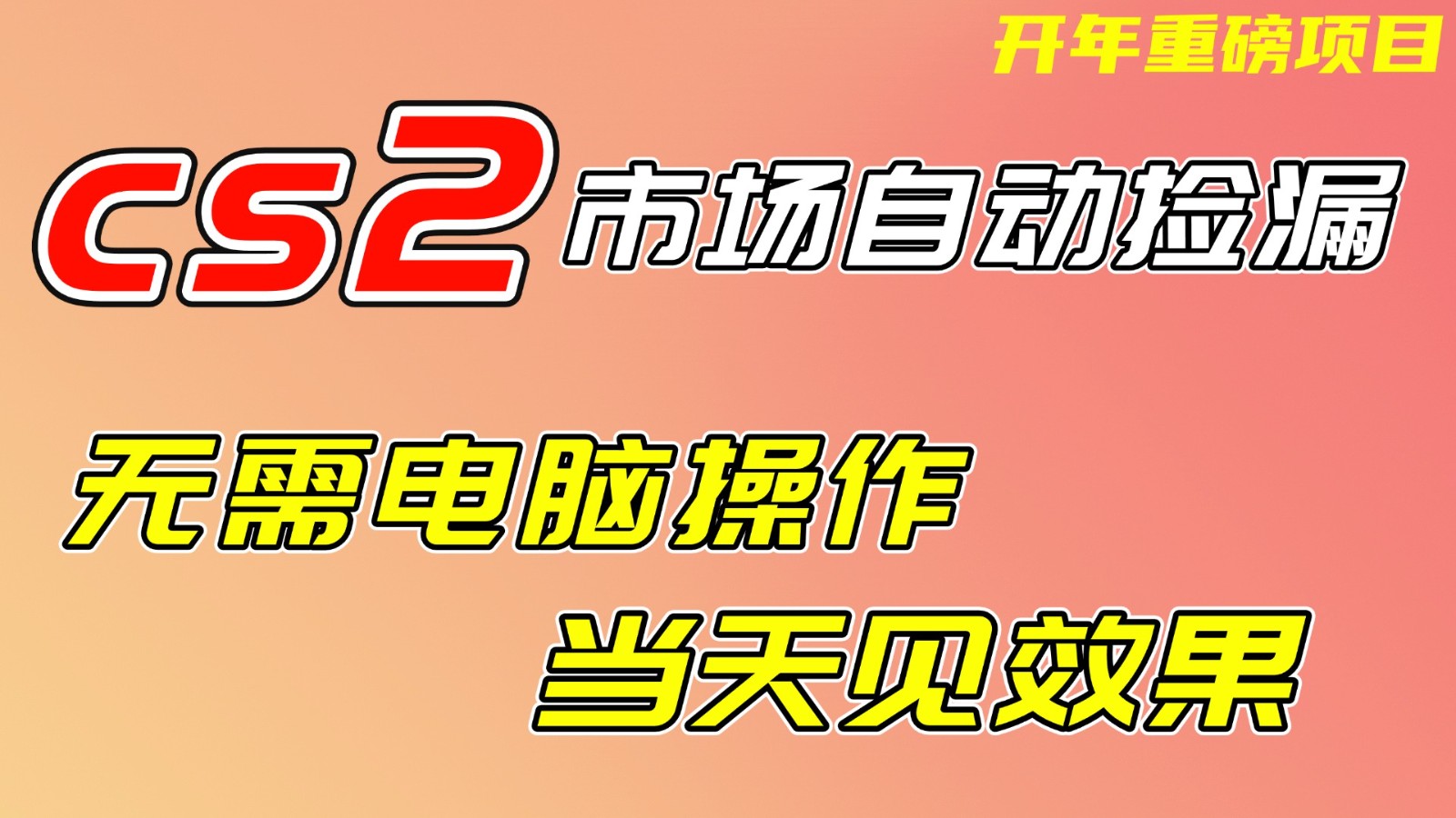 CS2市场挂机项，无需电脑操作，无需进入游戏，当天见效果，支持任何形式验证|网坠金库