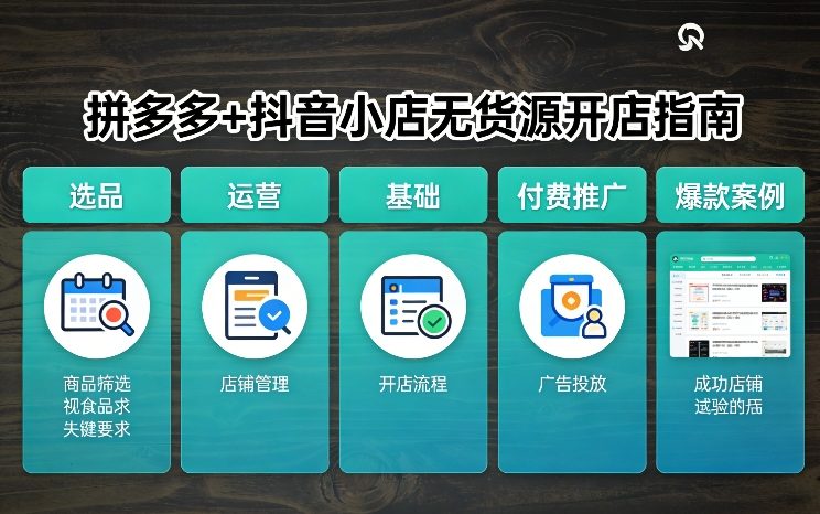 拼多多+抖音小店无货源开店，包括：选品、运营、基础、付费推广、爆款案例等(更新26年3月)|网坠金库