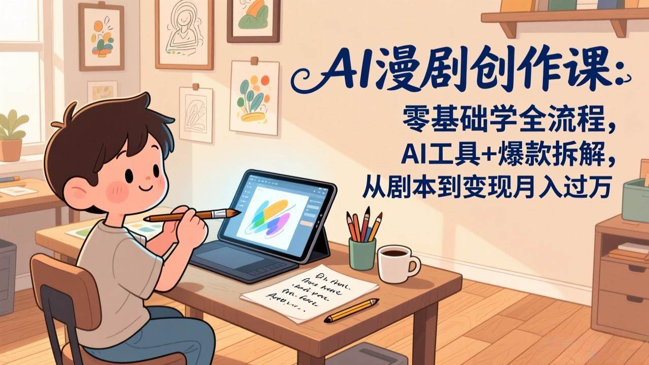 （17519期）AI漫剧创作课：零基础学全流程，AI工具+爆款拆解，从剧本到变现月入过万|网坠金库