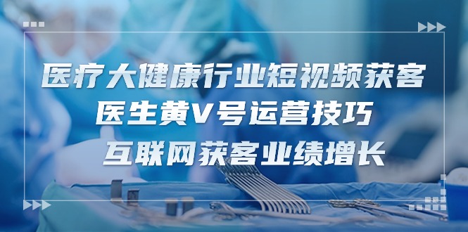 （10564期）医疗 大健康行业短视频获客：医生黄V号运营技巧 互联网获客业绩增长-15节 - 网赚金库|网赚金库