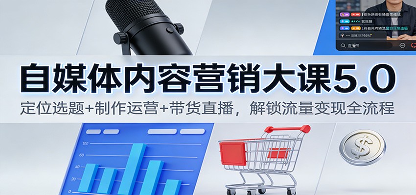 自媒体内容营销大课5.0：定位选题+制作运营+带货直播，解锁流量变现全流程|网坠金库