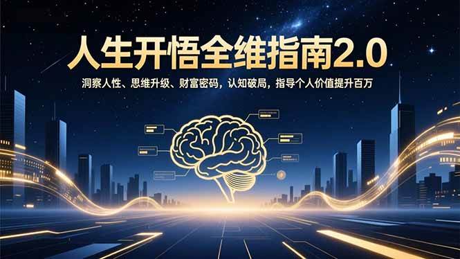 （16898期）人生开悟全维指南2.0：洞察人性、思维升级、财富密码，认知破局，指导个人价值提升百万|网坠金库