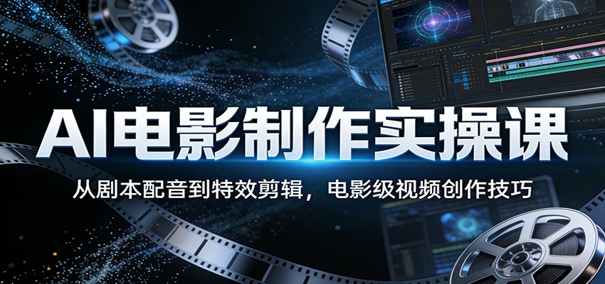 AI电影制作实操课：从剧本配音到特效剪辑，电影级视频创作技巧|网坠金库