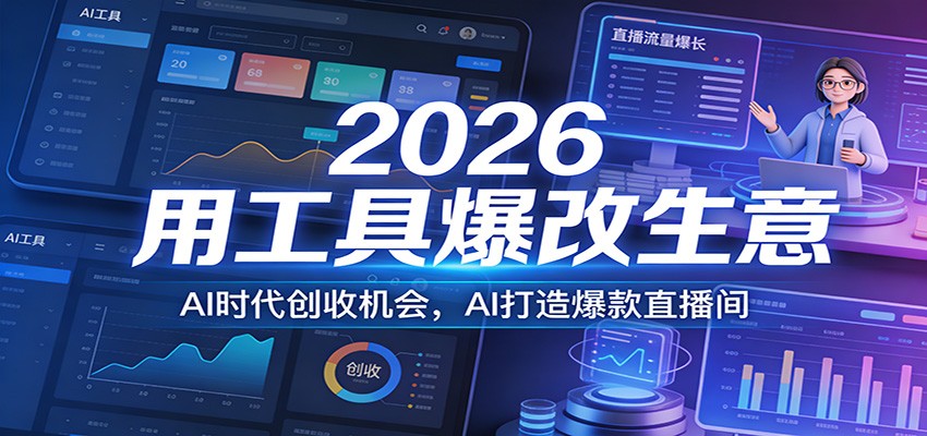 2026用工具爆改生意，AI时代创收机会，AI打造爆款直播间|网坠金库