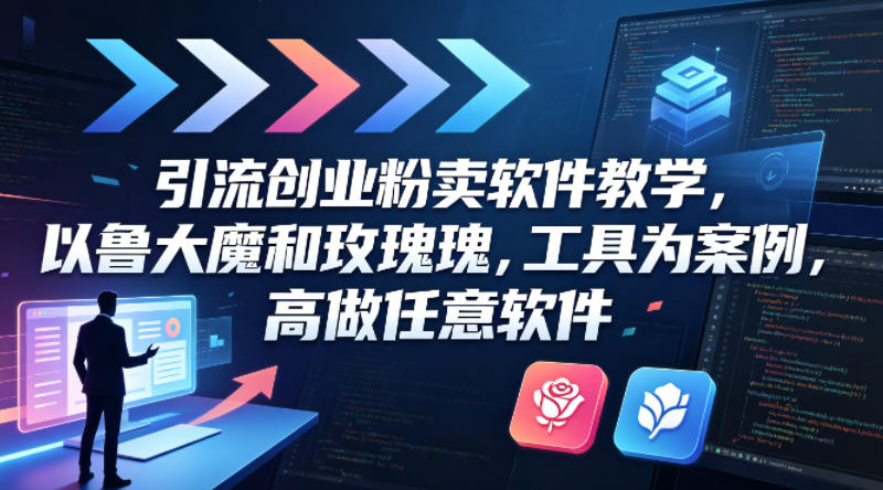 引流创业粉卖软件教学，以鲁大魔和玫瑰工具为案例，可做任意软件|网坠金库