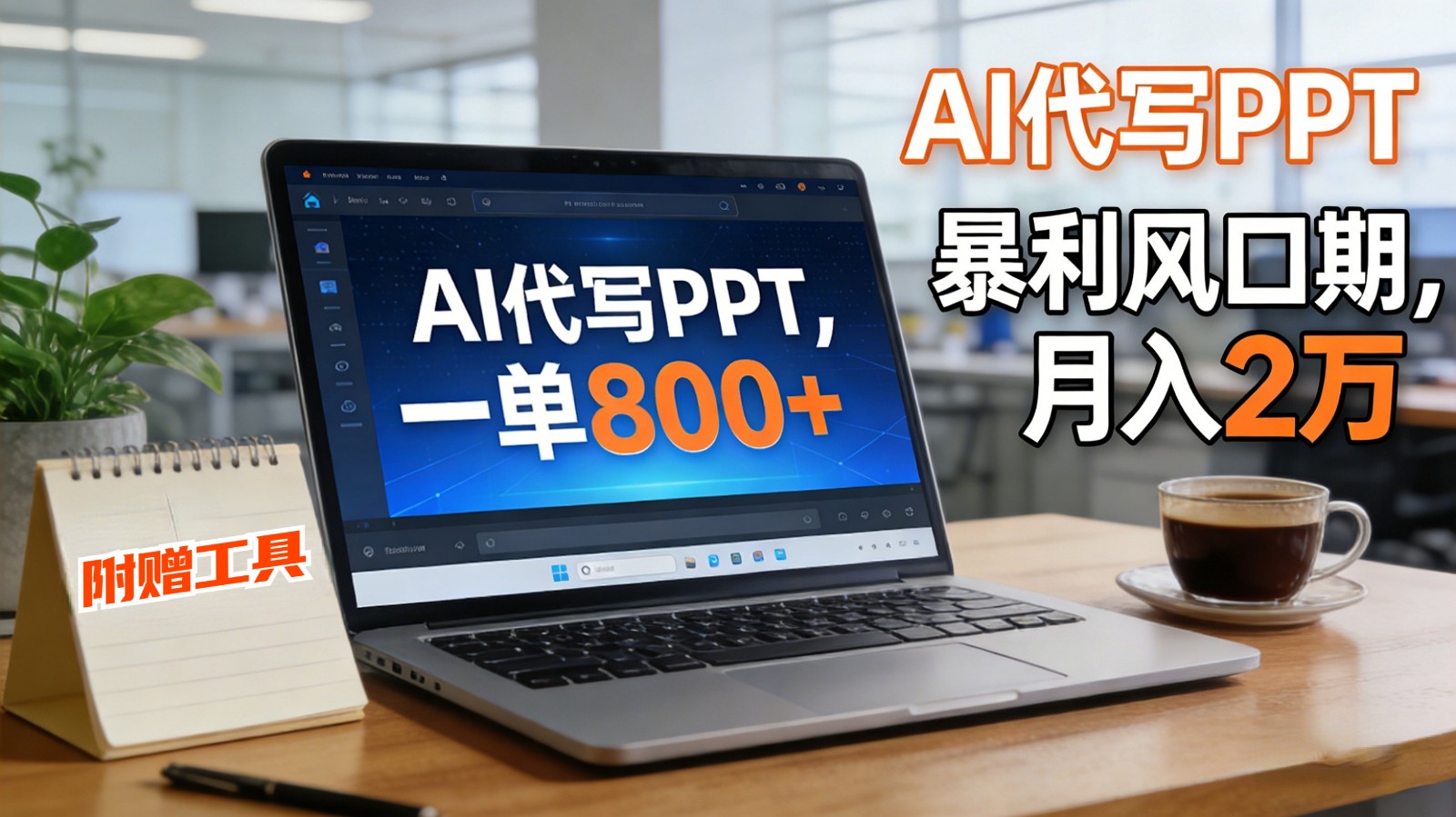 AI 代写做 PPT！一单狂赚 800+，风口期月入 2 万（工具 + 提示词直接送）|网坠金库