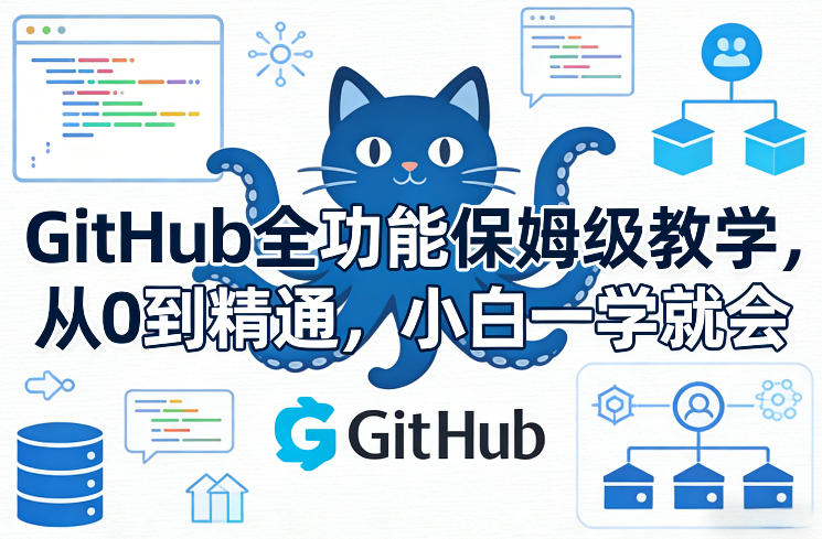 GitHub全功能保姆级教学，从0到精通，小白一学就会|网坠金库