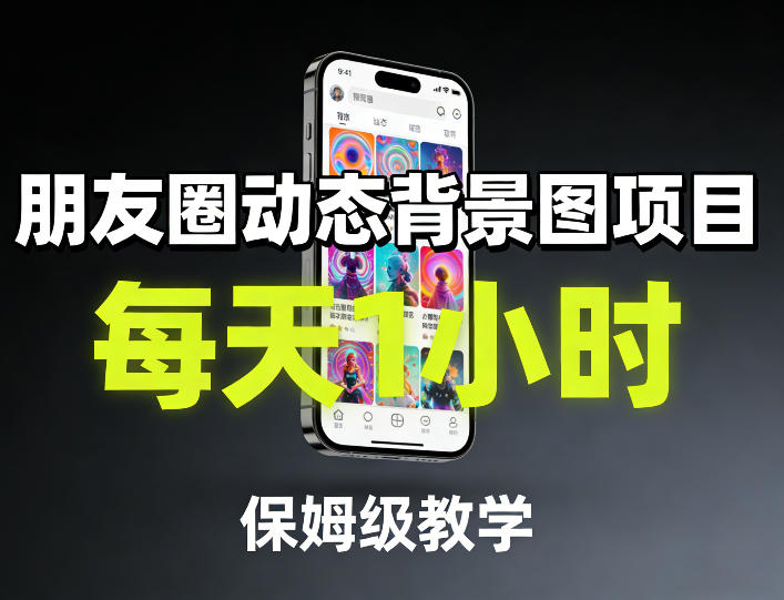 朋友圈动态背景图项目，每天1小时，保姆级教学|网坠金库