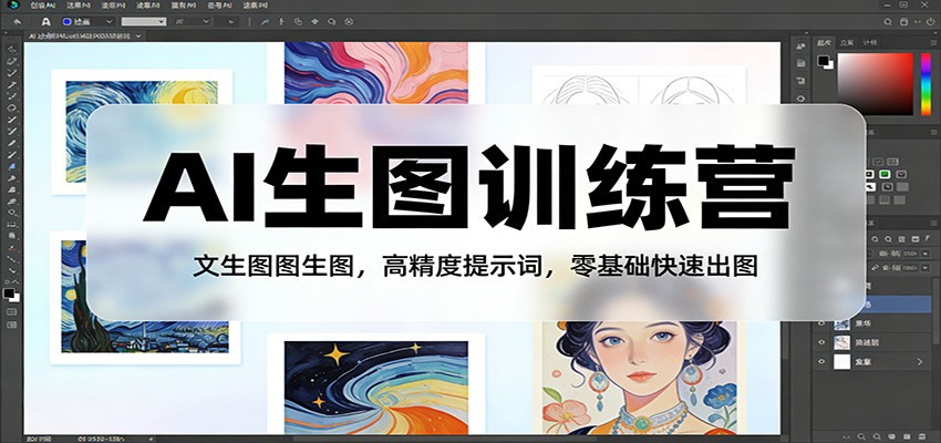 AI生图训练营：文生图图生图，高精度提示词，零基础快速出图|网坠金库