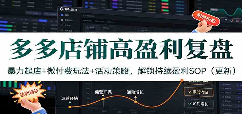 多多店铺高盈利复盘：暴力起店+微付费玩法+活动策略，解锁持续盈利SOP（更新）|网坠金库