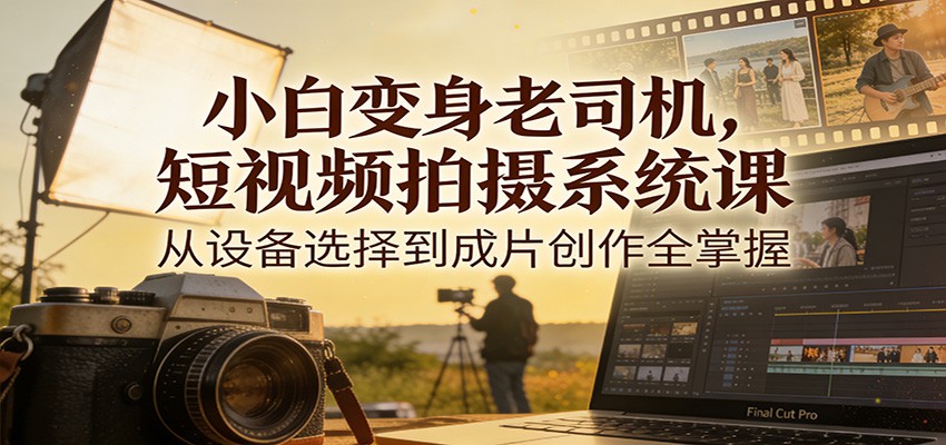 小白变身老司机，短视频拍摄系统课，从设备选择到成片创作全掌握|网坠金库
