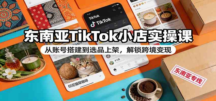 东南亚TikTok小店实操课：从账号搭建到选品上架，解锁跨境变现|网坠金库