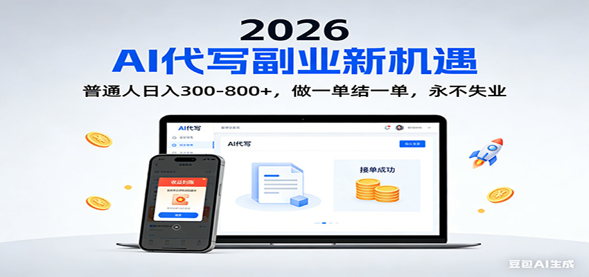 2026 副业首选！AI 代写日入 300-800，普通人0门槛，做一单结一单！|网坠金库