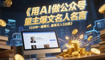 用AI做公众号流量主爆文名人名言，10分钟一篇爆文，最高月入5位数 - 网赚金库|网赚金库