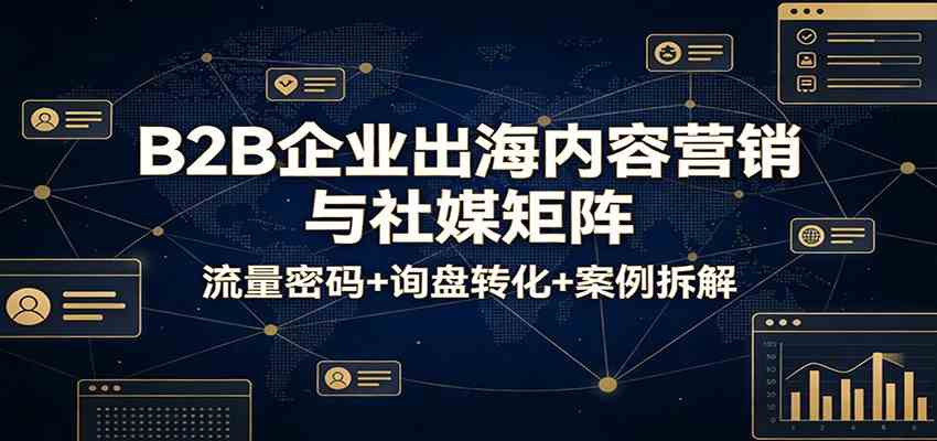 B2B企业出海内容营销与社媒矩阵：流量密码+询盘转化+案例拆解|网坠金库