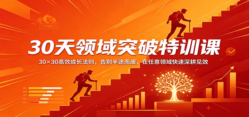 30天领域突破特训课：30×30高效成长法则，告别半途而废，在任意领域快速深耕见效|网坠金库