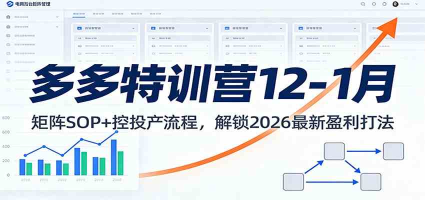 多多特训营12-1月：矩阵SOP+ 控投产流程，解锁2026最新盈利打法|网坠金库