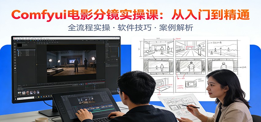 ComfyUI电影分镜实操课：分镜一致性，全流程AI视频制作，零基础也能做专业分镜|网坠金库