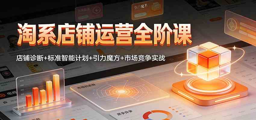 淘系店铺运营全阶课：店铺诊断+标准智能计划+引力魔方+市场竞争实战|网坠金库