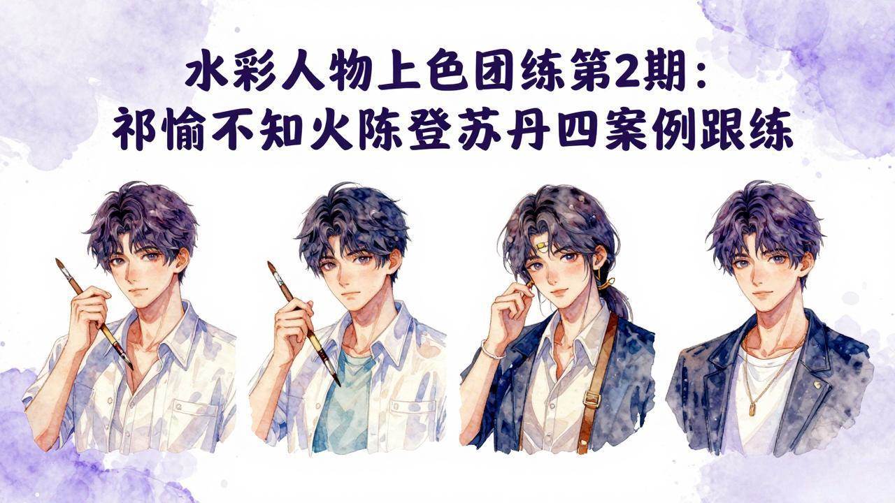 （17954期）水彩人物上色团练第2期：祁煜不知火陈登苏丹四案例跟练，手把手提升绘画能力|网坠金库