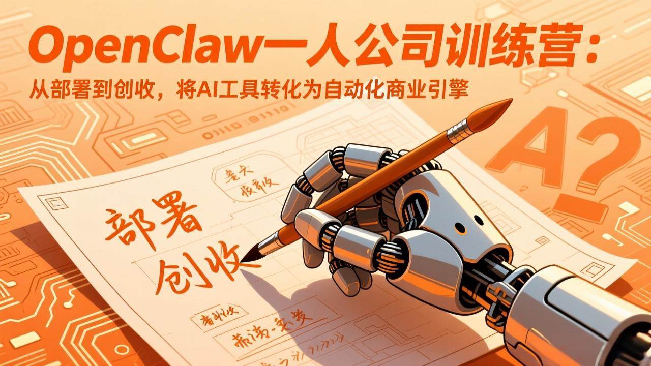 （17540期）OpenClaw一人公司训练营：从部署到创收，将AI工具转化为自动化商业引擎|网坠金库