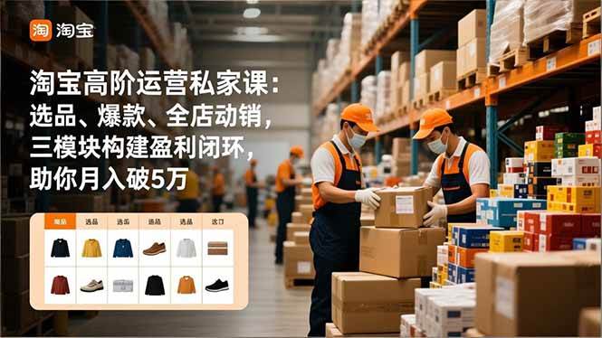 （16865期）淘宝高阶运营私家课：选品、爆款、全店动销，三模块构建盈利闭环，助你月入破5万|网坠金库