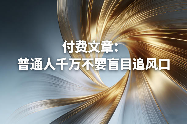 付费文章：普通人千万不要盲目追风口|网坠金库