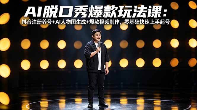 （18012期）AI脱口秀爆款玩法课：抖音注册养号+AI人物图生成+爆款视频制作，零基础快速上手起号|网坠金库