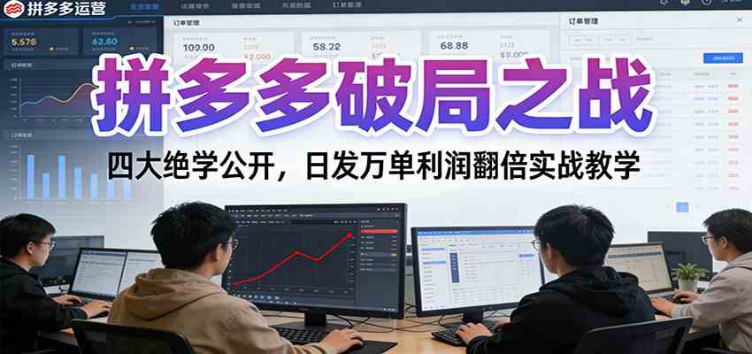 拼多多破局之战：四大绝学公开，日发万单利润翻倍实战教学|网坠金库