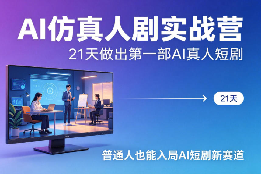 AI仿真人剧实战营，21天做出第一部AI真人短剧，普通人也能入局AI短剧新赛道（更新）|网坠金库