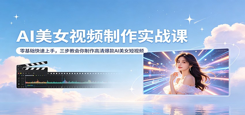 AI美女视频制作实战课：零基础快速上手，三步教会你制作高清爆款AI美女短视频|网坠金库