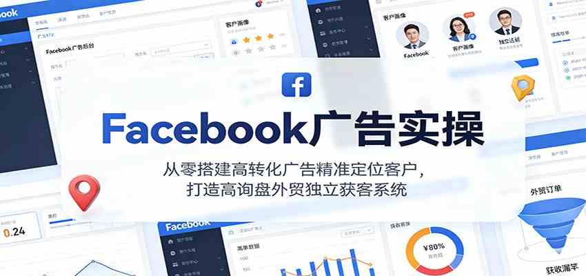 Facebook广告实操，从零搭建高转化广告精准定位客户，打造高询盘外贸独立获客系统|网坠金库