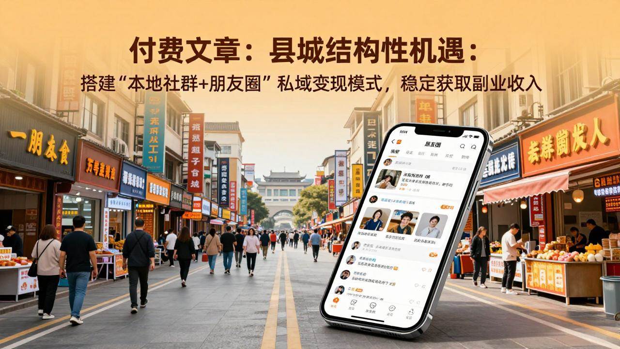 （17518期）付费文章：县城结构性机遇：搭建“本地社群+朋友圈”私域变现模式，稳定获取副业收入|网坠金库