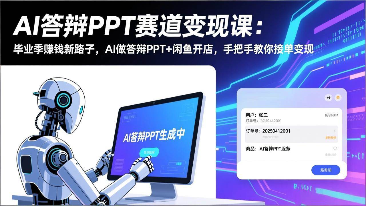 （17546期）AI答辩PPT赛道变现课：毕业季赚钱新路子，AI做答辩PPT+闲鱼开店，手把手教你接单变现|网坠金库
