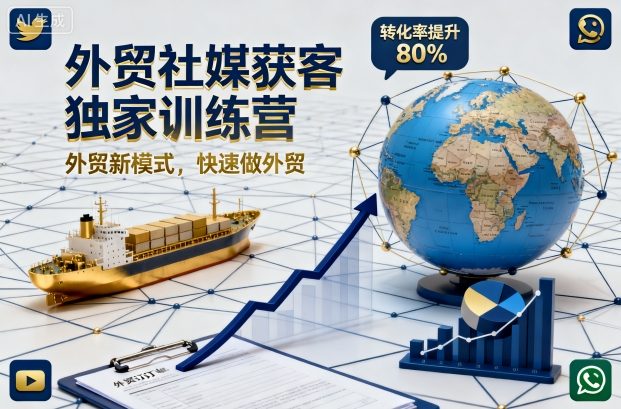 外贸社媒获客独家训练营，外贸新模式，快速做外贸（更新26年3月）|网坠金库