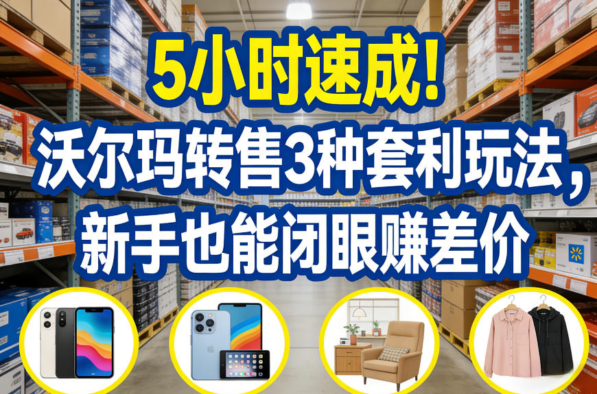 5小时速成！沃尔玛转售3种套利玩法，新手也能闭眼賺差价|网坠金库