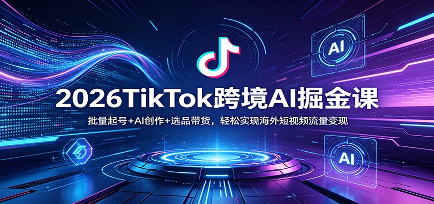 2026TikTok跨境AI掘金课：批量起号+AI创作+选品带货，轻松实现海外短视频流量变现|网坠金库