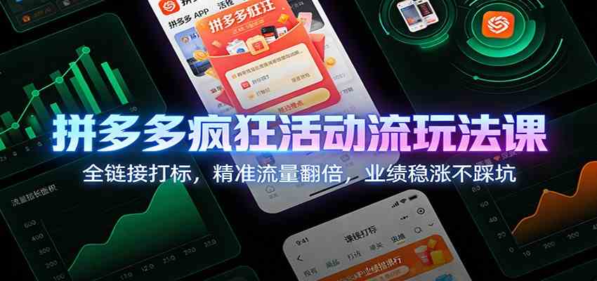 拼多多疯狂活动流玩法课：全链接打标，精准流量翻倍，业绩稳涨不踩坑|网坠金库