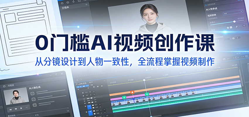 0门槛AI视频创作课：从分镜设计到人物一致性，全流程掌握视频制作|网坠金库