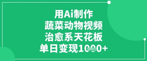 用Ai制作蔬菜动物视频，治愈系天花板，单日变现1k - 网赚金库|网赚金库