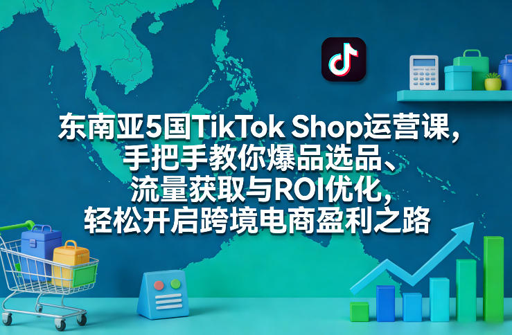 东南亚5国TikTok Shop运营课，手把手教你爆品选品、流量获取与ROI优化，轻松开启跨境电商盈利之路|网坠金库