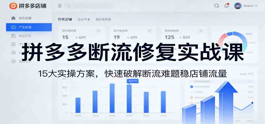 拼多多断流修复实战课：15大实操方案，快速破解断流难题稳店铺流量|网坠金库