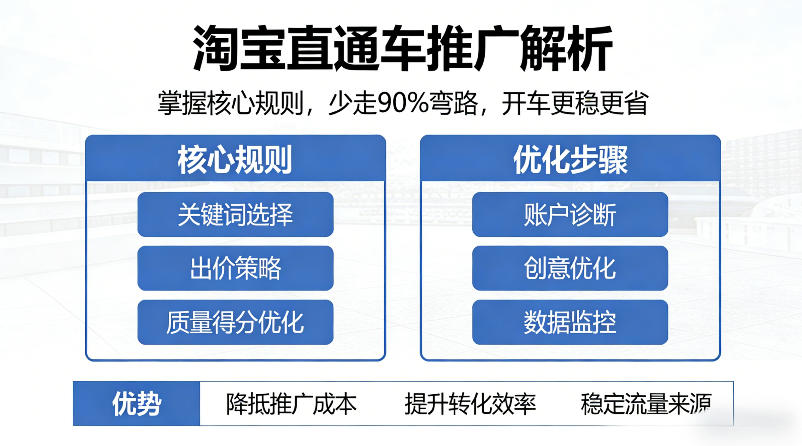 淘宝直通车推广解析，掌握核心规则，少走90%弯路，开车更稳更省|网坠金库