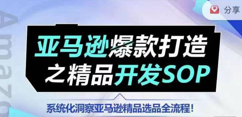【训练营】亚马逊爆款打造之精品开发SOP，系统化洞察亚马逊精品选品全流程 - 网赚金库|网赚金库