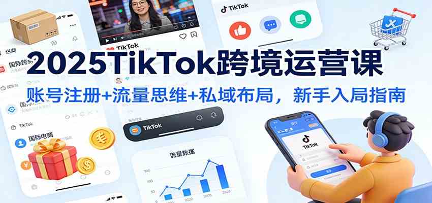 2025TikTok跨境运营课：账号注册+流量思维+私域布局，新手入局指南|网坠金库